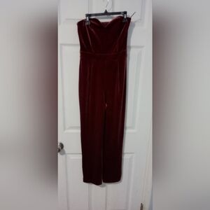 Express Burgundy Velvet Jumpsuit